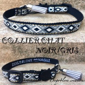 Collier chat NOIR / GRIS