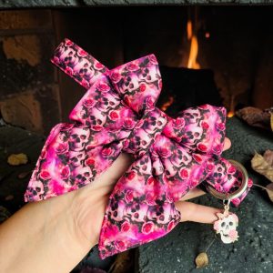 BANDANA ou NOEUD DE LUXE PINK SKULL