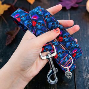 Laisse BLUE FLOWER SKULL